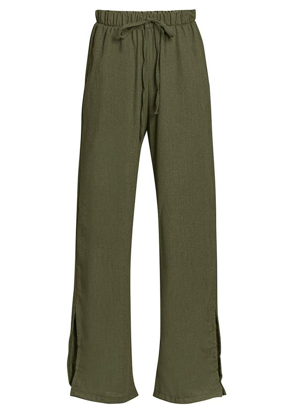 bonprix - Calça com Fenda Cintura Alta Verde Oliva 6