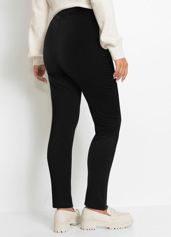 bonprix - Calça com Fenda Preta
