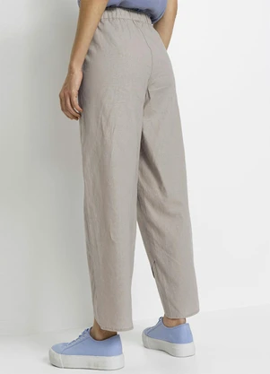 bonprix - Calça com Transpasse na Barra Bege - BONPRIX