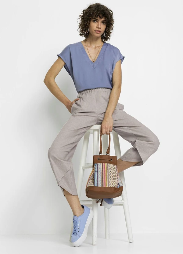 bonprix - Calça com Transpasse na Barra Bege 3