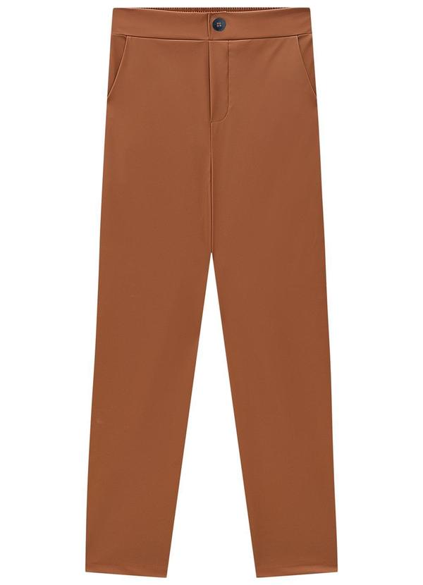 Lunender - Calça Comfort em Pu com Cintura Alta Marrom 10