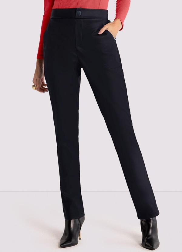 Lunender - Calça Comfort em Pu com Cintura Alta Preto 1