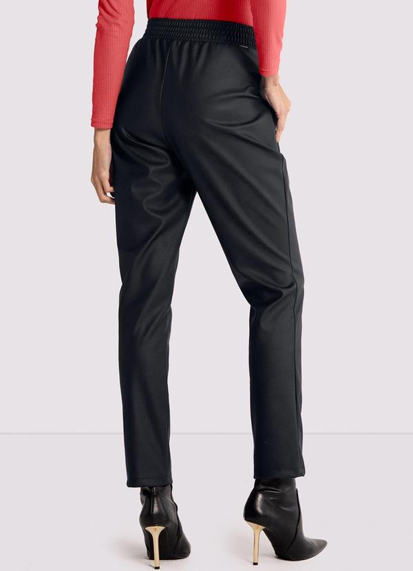 Lunender - Calça Comfort em Pu com Cintura Alta Preto 2