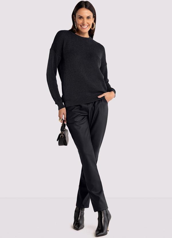 Lunender - Calça Comfort em Pu com Cintura Alta Preto 5