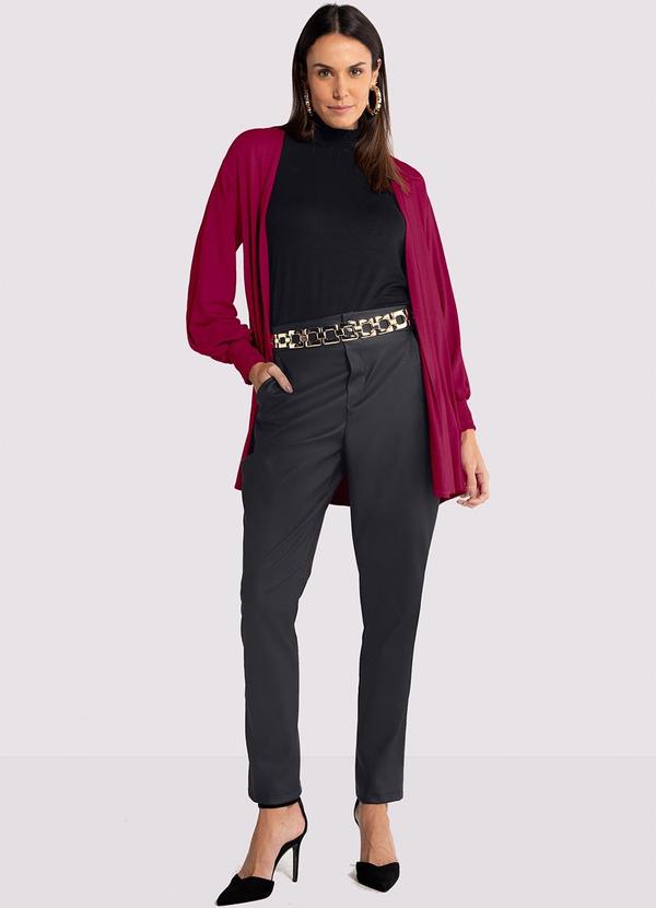 Lunender - Calça Comfort em Pu com Cintura Alta Preto 6