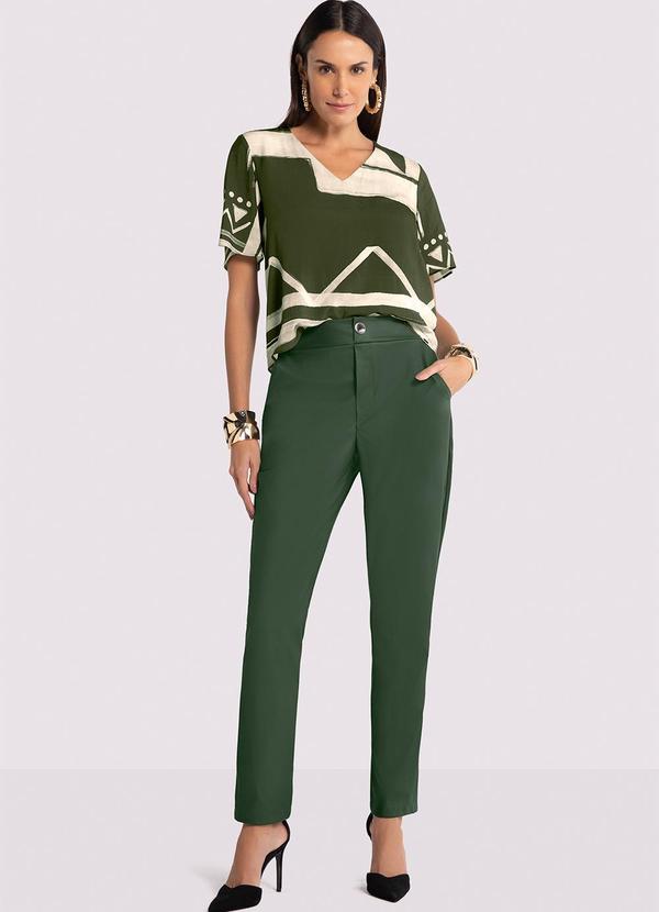 Lunender - Calça Comfort em Pu com Cintura Alta Verde 3