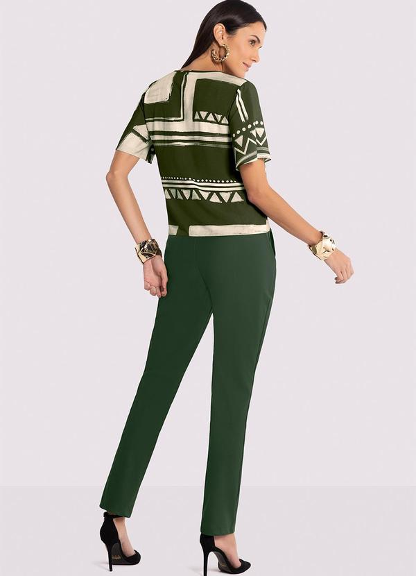 Lunender - Calça Comfort em Pu com Cintura Alta Verde 4