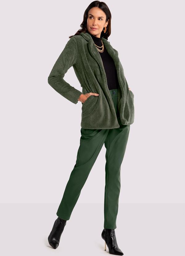 Lunender - Calça Comfort em Pu com Cintura Alta Verde 6