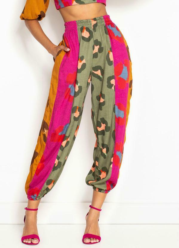 Farm - Calça de Viscose Onça Mix Estampada