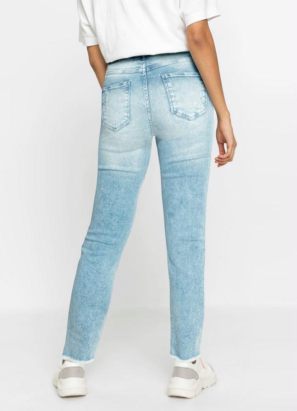 Queima Estoque - Calça Destroyed Cintura Alta Jeans Claro 2