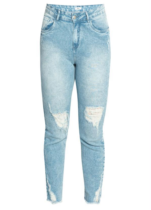 Queima Estoque - Calça Destroyed Cintura Alta Jeans Claro 4
