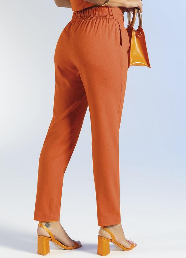 Gris - Calça Elegante em Linho com Forro Laranja 2