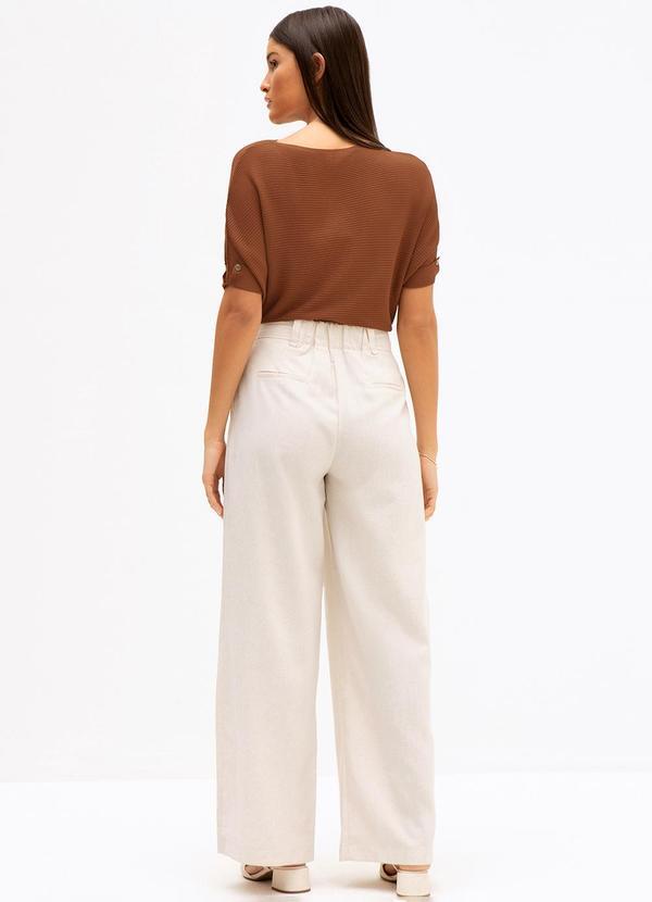 Principessa - Calça em Tecido com Textura Alissa Bege 4