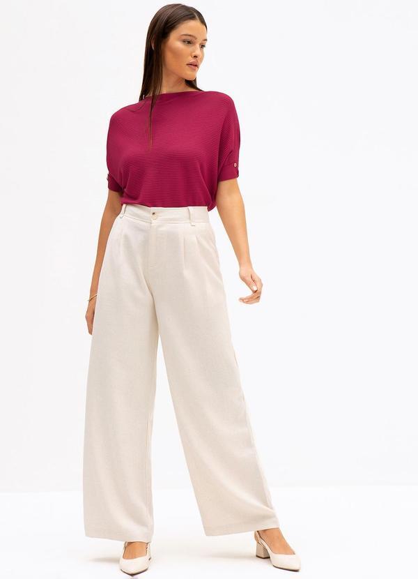 Principessa - Calça em Tecido com Textura Alissa Bege 5