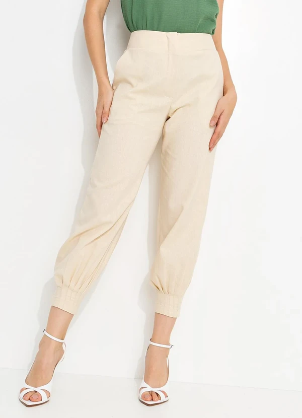 You Premium - Calça em Viscolinho Bege