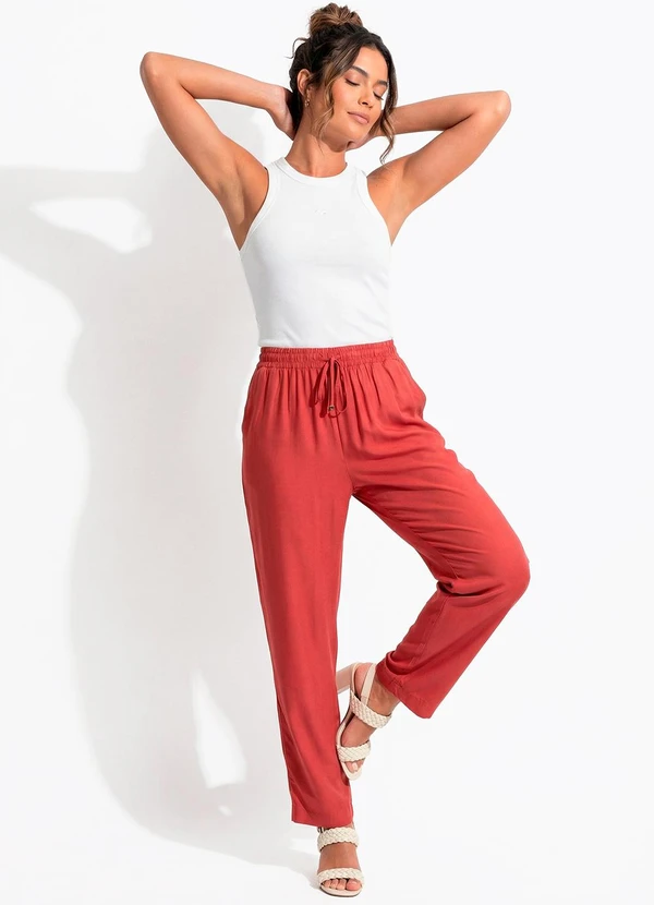 Colcci - Calça em Viscose Vermelho 3