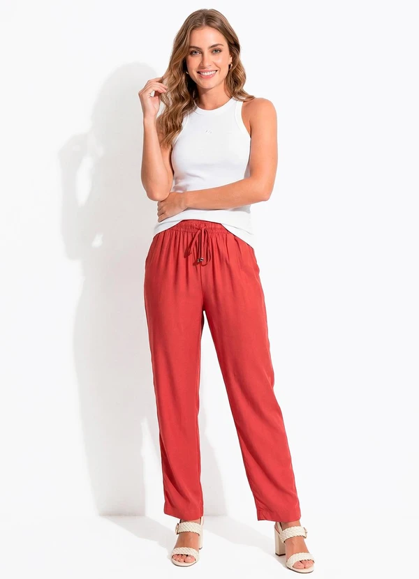 Colcci - Calça em Viscose Vermelho 4