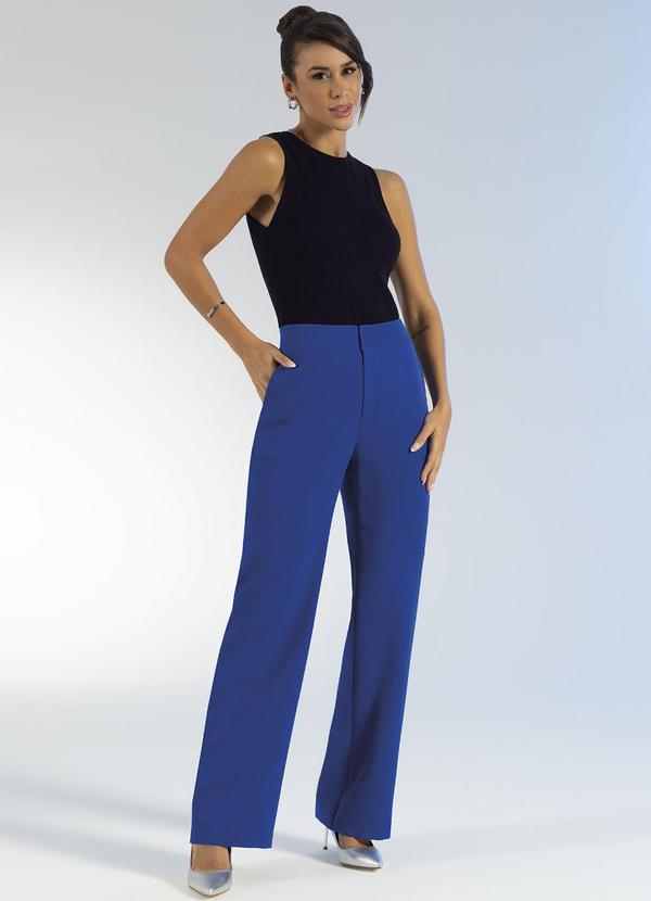 Gris - Calça Estruturada em Alfaiataria Azul 3