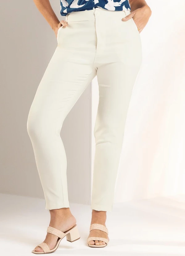 Marialícia - Calca Feminina Alfaiataria Bege 4