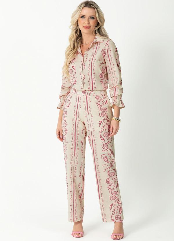 Gris - Calça Feminina com Estampa Rotativa Rosa 2