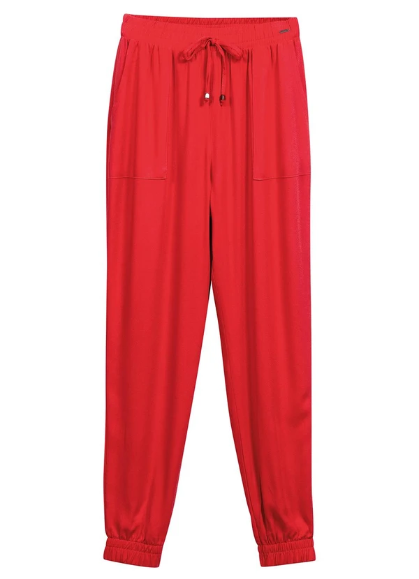 Marialícia - Calca Feminina Creponada Vermelho 4