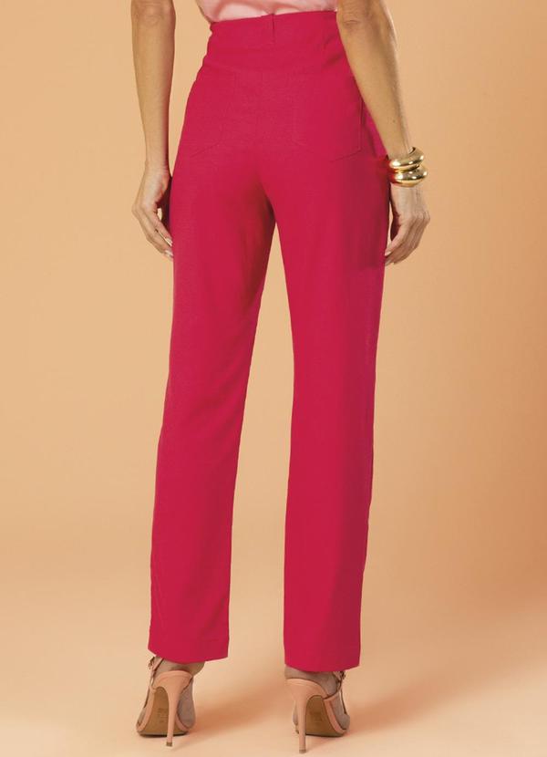 Gris - Calça Feminina de Cintura Alta em Linho Rosa 2