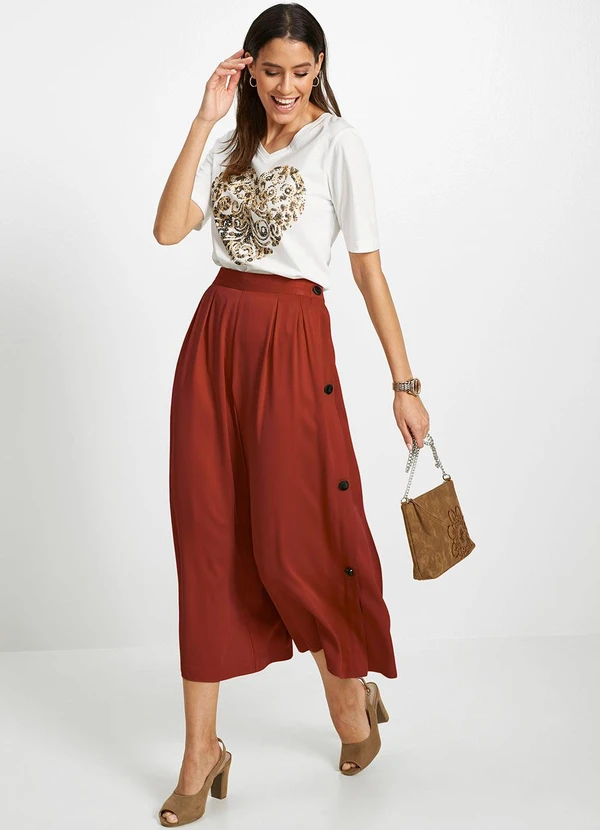 bonprix - Calça Ferrugem em Viscose Plana 3