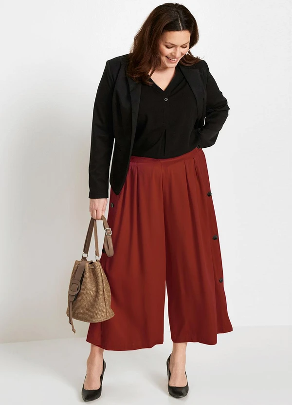 bonprix - Calça Ferrugem em Viscose Plana 9