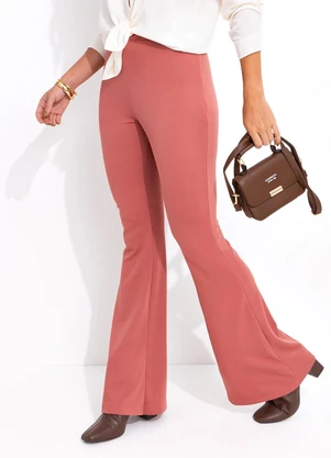 Bimini Calça Flare Rosé em Malha Crepe