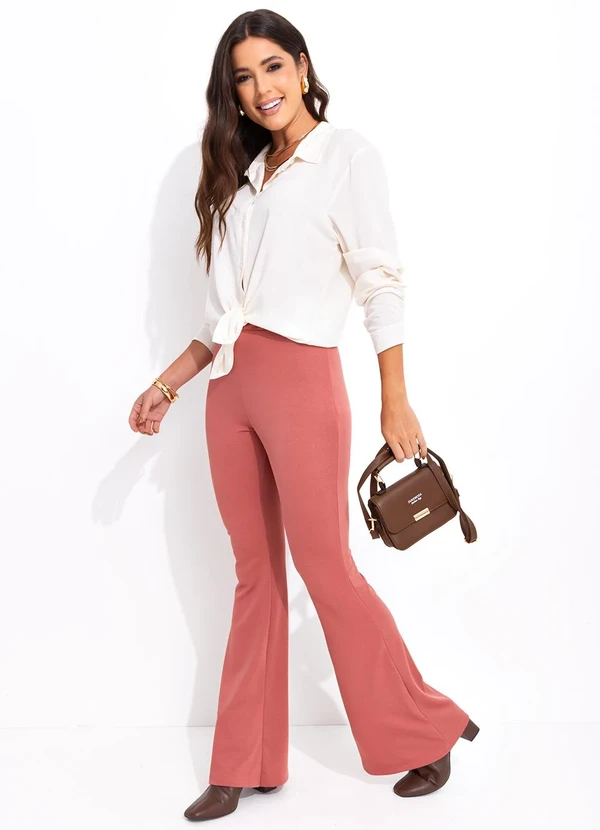 Bimini - Calça Flare Rosé em Malha Crepe 5