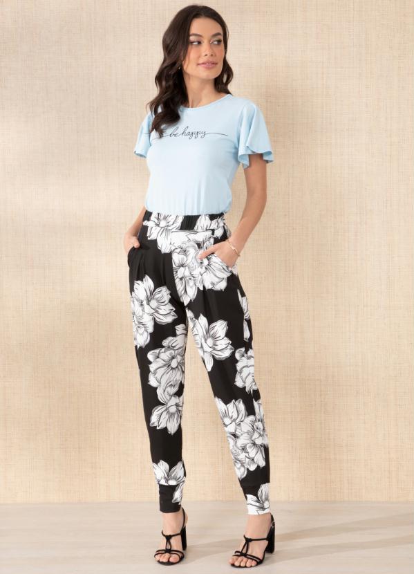 Outlet - Calça Floral com Punhos Largos 9