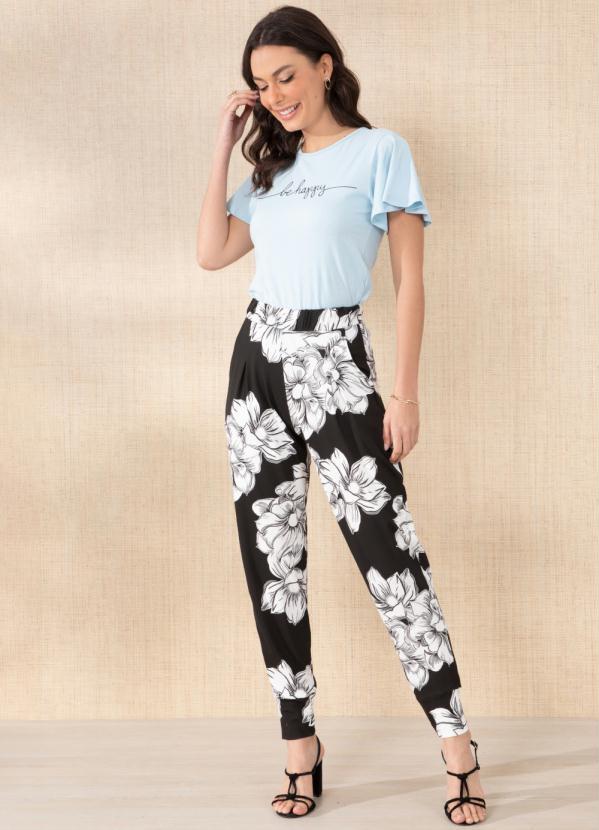 Outlet - Calça Floral com Punhos Largos 7