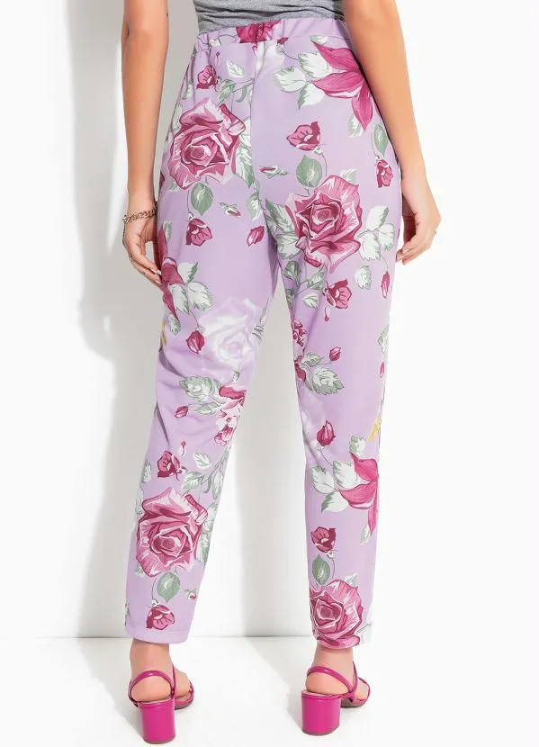Queima Estoque - Calça Floral Lilás Comk Elástico na Cintura 2