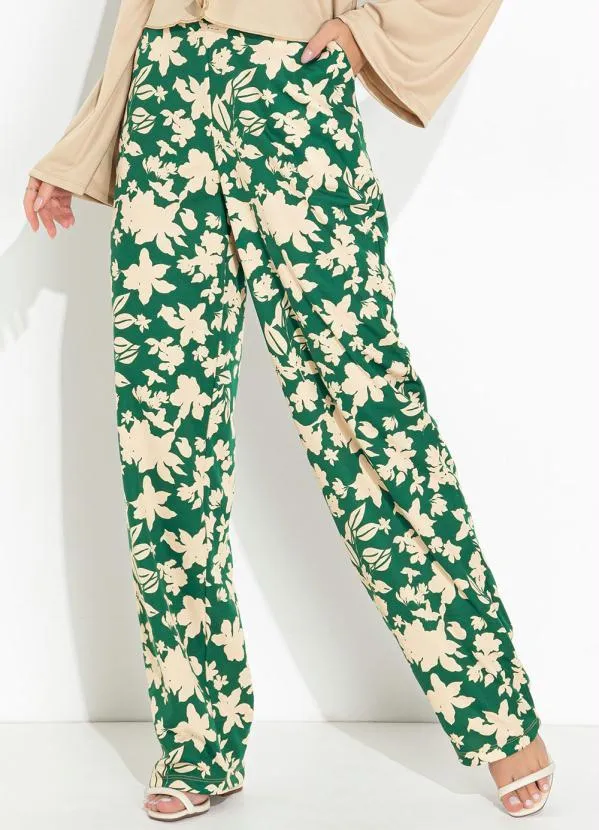Moda Pop - Calça Floral Verde