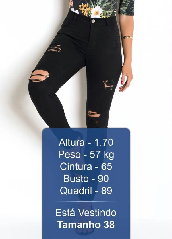 Sawary Jeans - Calça Hot Pants Destroyed Preta Sawary 3