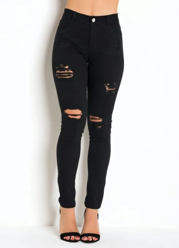 Sawary Jeans - Calça Hot Pants Destroyed Preta Sawary 6