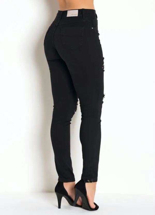 Sawary Jeans - Calça Hot Pants Destroyed Preta Sawary 7