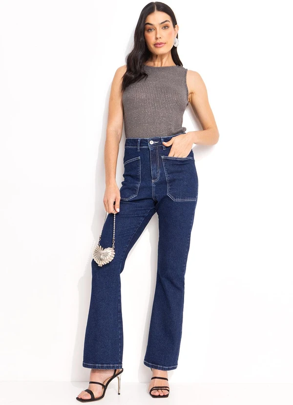 Quintess - Calça Jeans Azul Escuro em Jeans 5