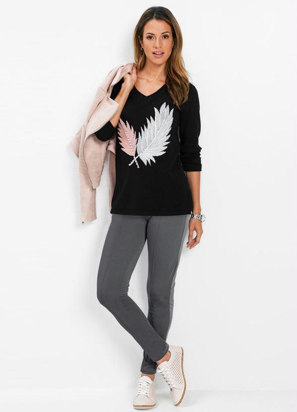 Outlet - Calça Jersey Cintura Alta Chumbo 4