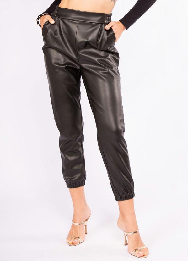 Doce Trama - Calça Jogger de Pu Preto