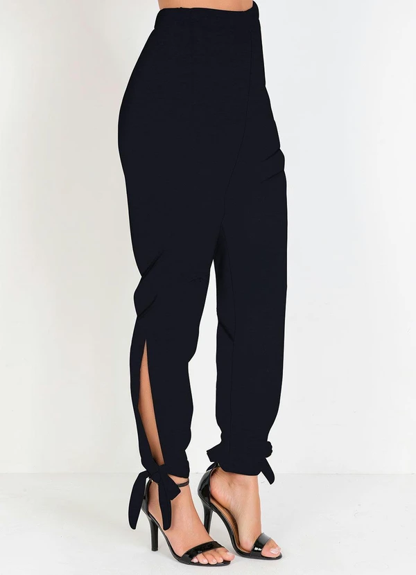 Moda Pop - Calça Jogger Preta com Fendas e Amarração 3