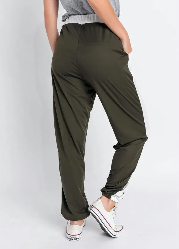 Queima Estoque - Calça Jogger Verde e Off com Bolsos 2
