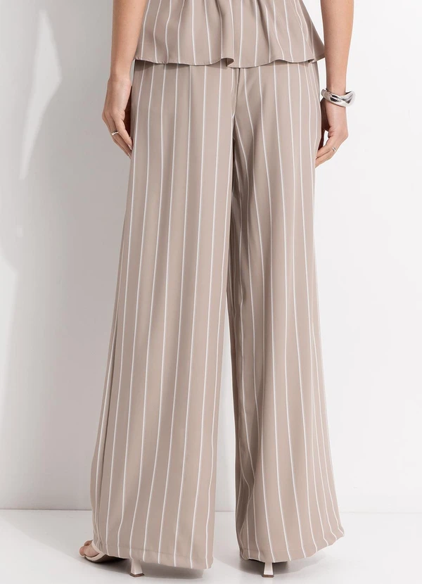 Quintess - Calça Listrado Bege em Alfaiataria Risca de Giz 9