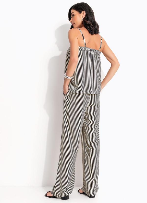 Quintess - Calça Listrado Marinho em Viscose Plana 2