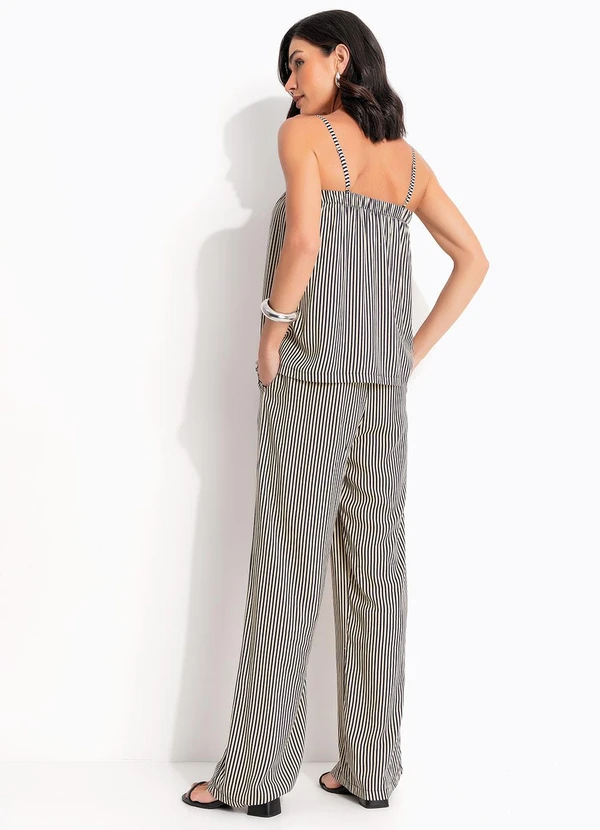 Quintess - Calça Listrado Marinho em Viscose Plana 2