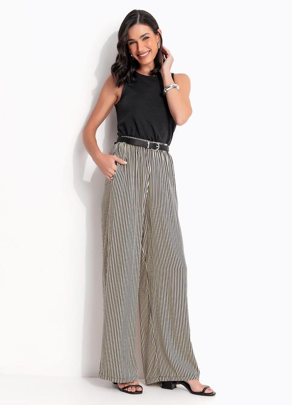 Quintess - Calça Listrado Marinho em Viscose Plana 9