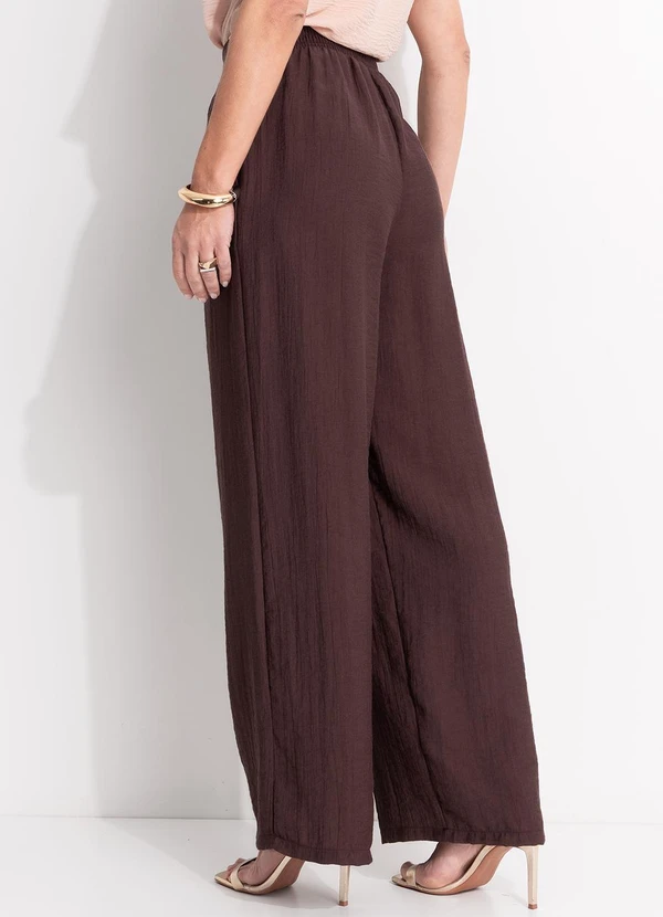 Quintess - Calça Marrom em Viscose Plana Sarjada 9