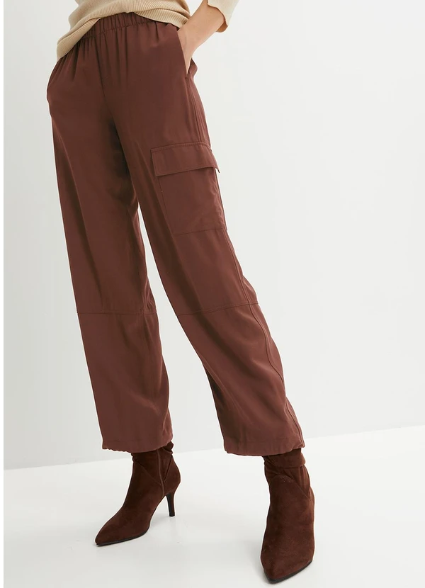 bonprix - Calça Marrom em Viscose Plana