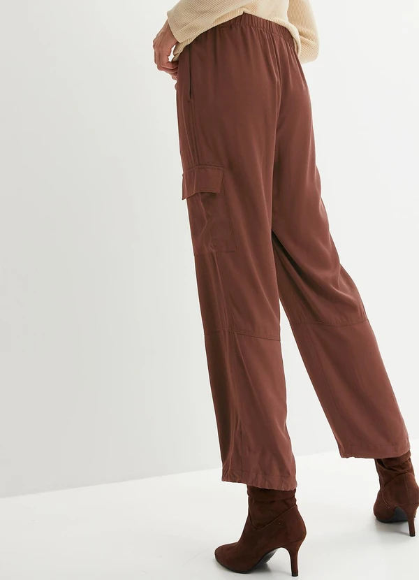 bonprix - Calça Marrom em Viscose Plana 2