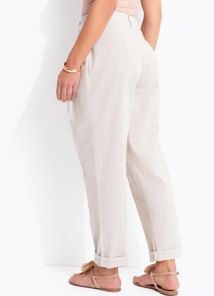 Quintess - Calça Natura em Viscose com Linho - QUINTESS